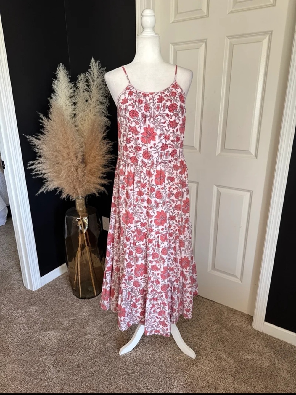Madison Mathews 100% Cotton Pink Floral Maxi Dress size XS/Small - Picture 12 of 12